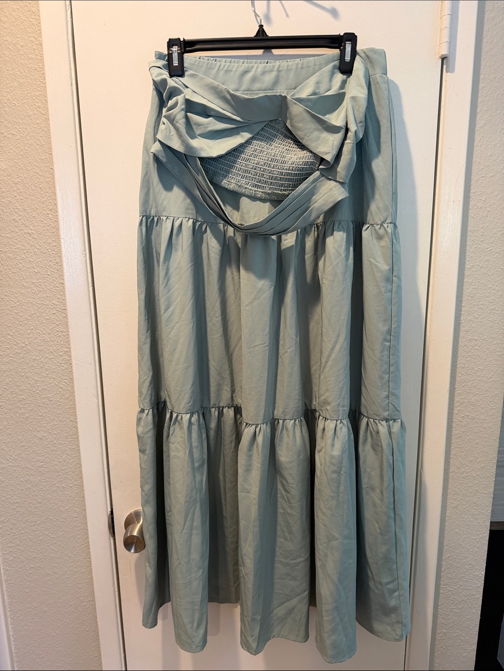 Tiered Maxi Skirt in Light Sage - Brand Unknown
